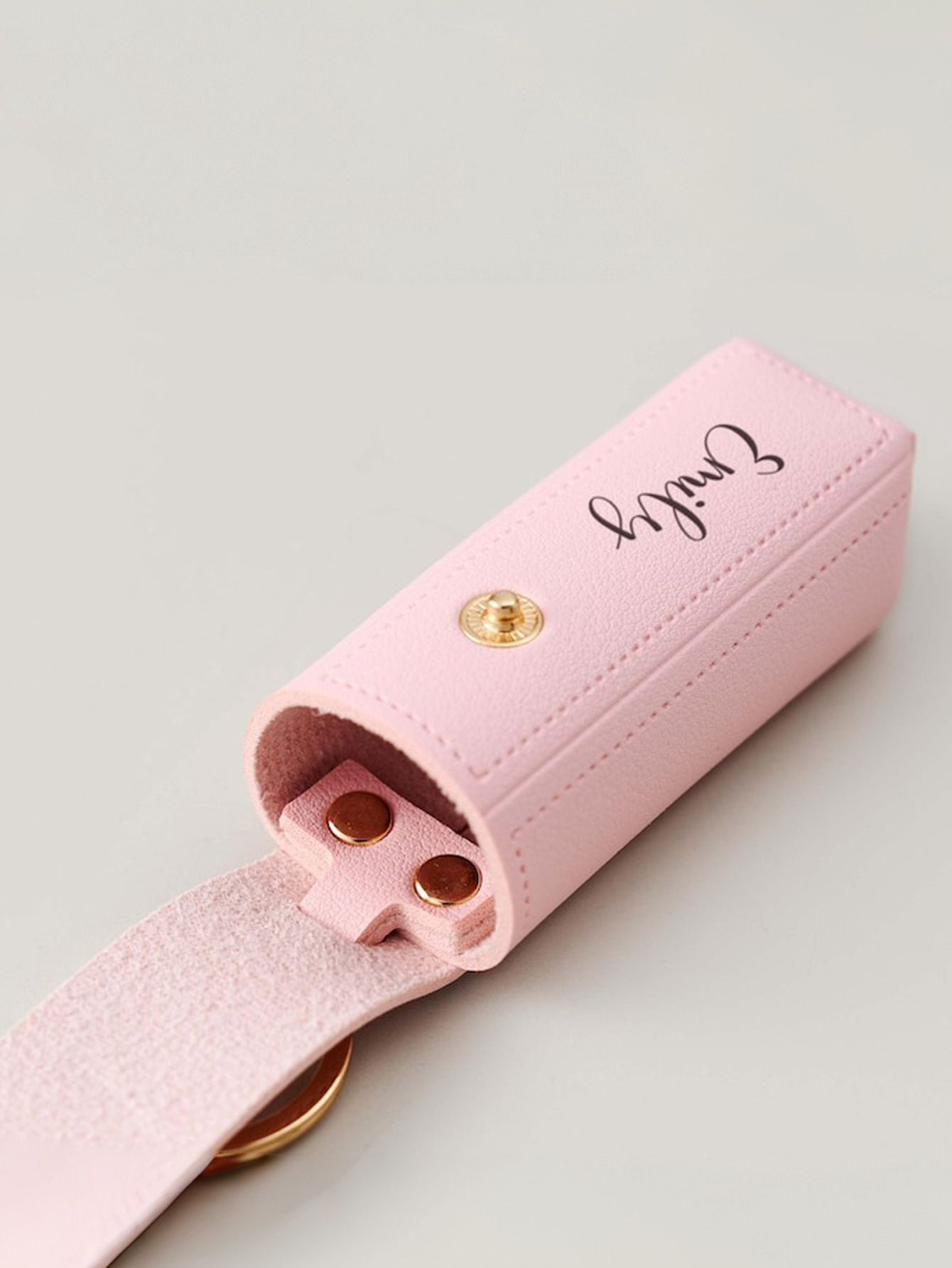 Birth Flower Pattern Lipstick Keychain Storage Case (with Mirror), Custom PU Leather Lip Balm Pouch